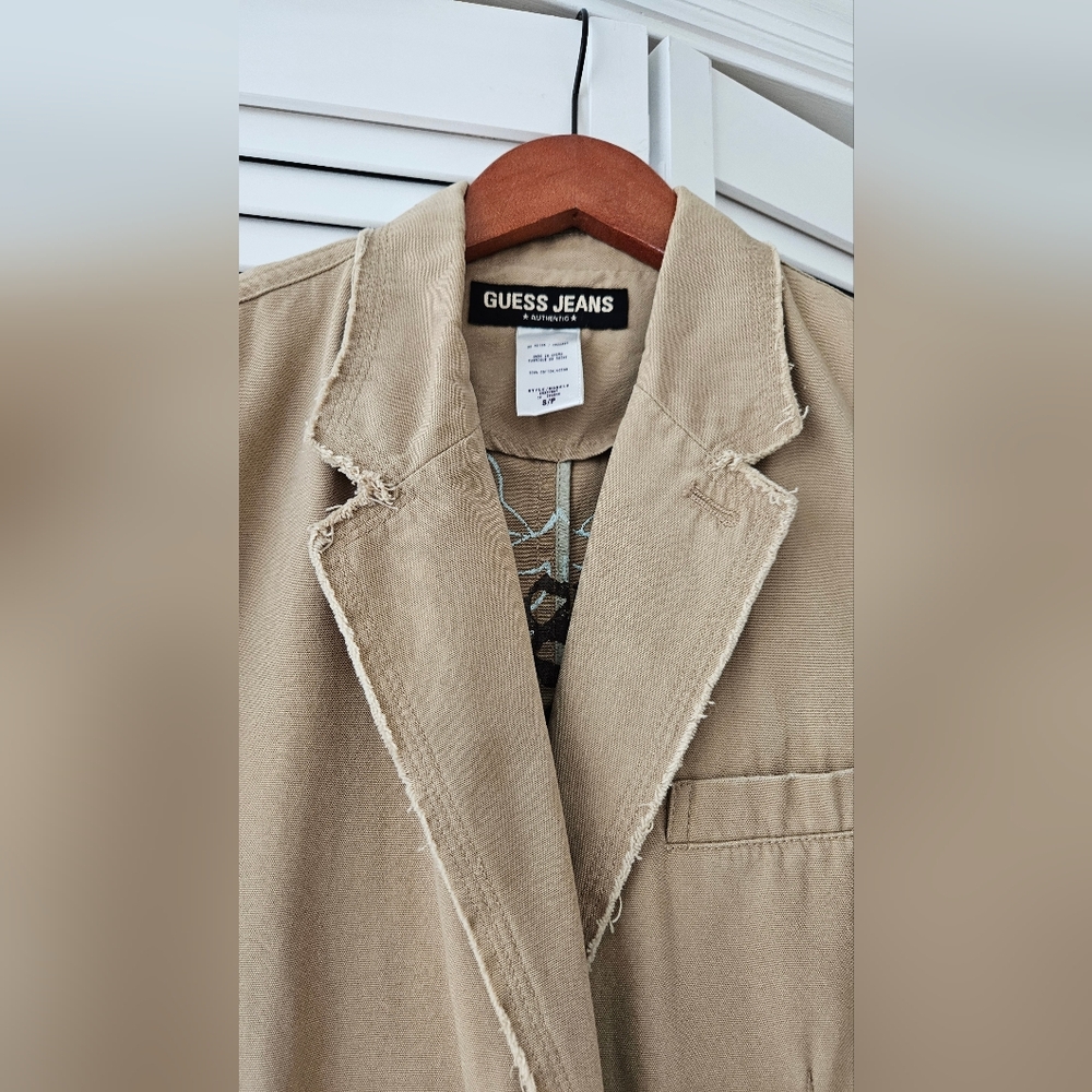 Guess Tan Blazer with Distressed Hems